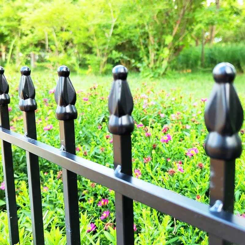 Metal Decorative Garden Fence 57cm Wide x 45cm High (5 Panels, Total Length 2.8m), Metal Fence Panels, Landscape Fencing for Flower Bed, Trees, Animal Barrier