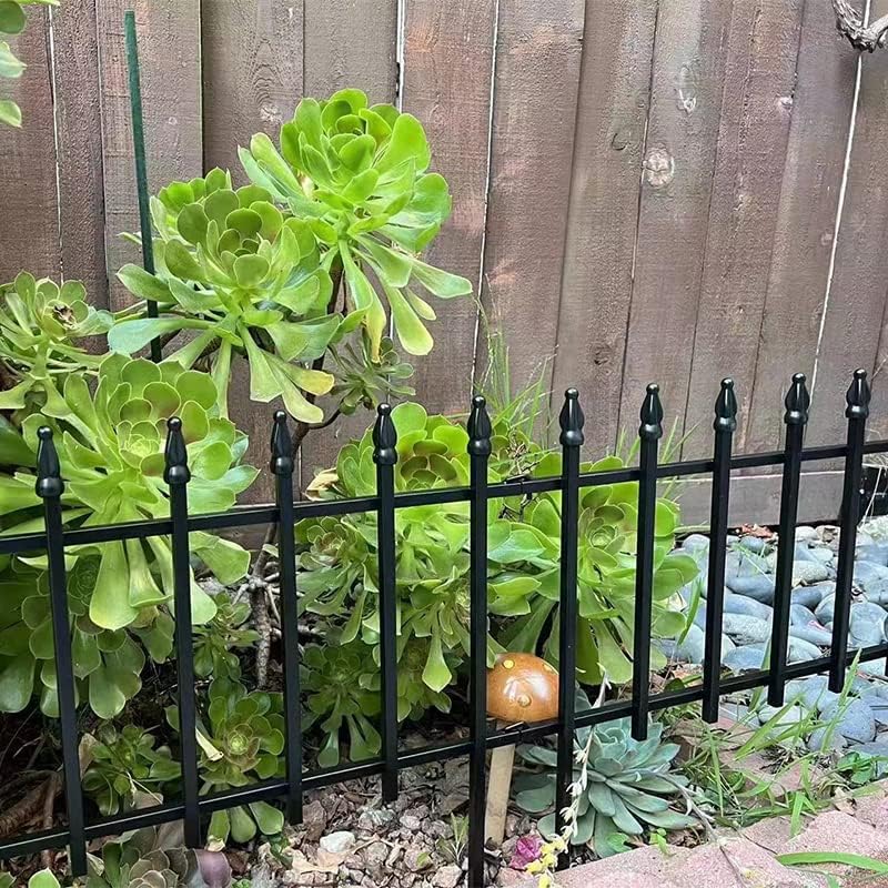 Metal Decorative Garden Fence 57cm Wide x 45cm High (5 Panels, Total Length 2.8m), Metal Fence Panels, Landscape Fencing for Flower Bed, Trees, Animal Barrier